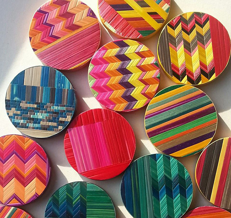 Objets marquetés de paille