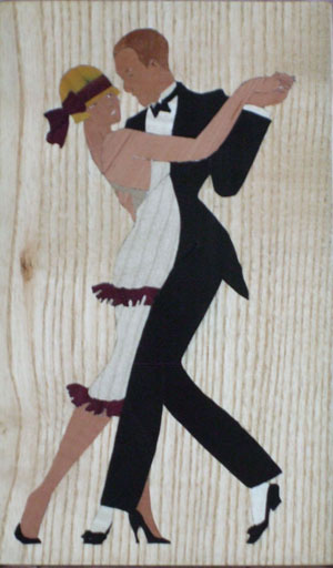 Marqueterie couple de danseurs
